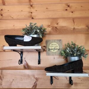 ENZO ANGIOLINI Block Heel Knit Baroque Damask‎ Knit Fabric Leather Pumps Sz 6.5M